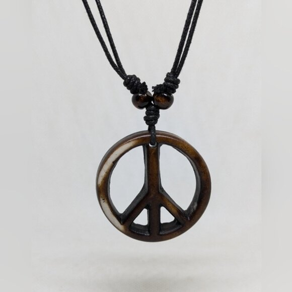 New Hippie Peace Necklace Vintage Inspired Unisex Men Women Boho Bohemian - Picture 5 of 8